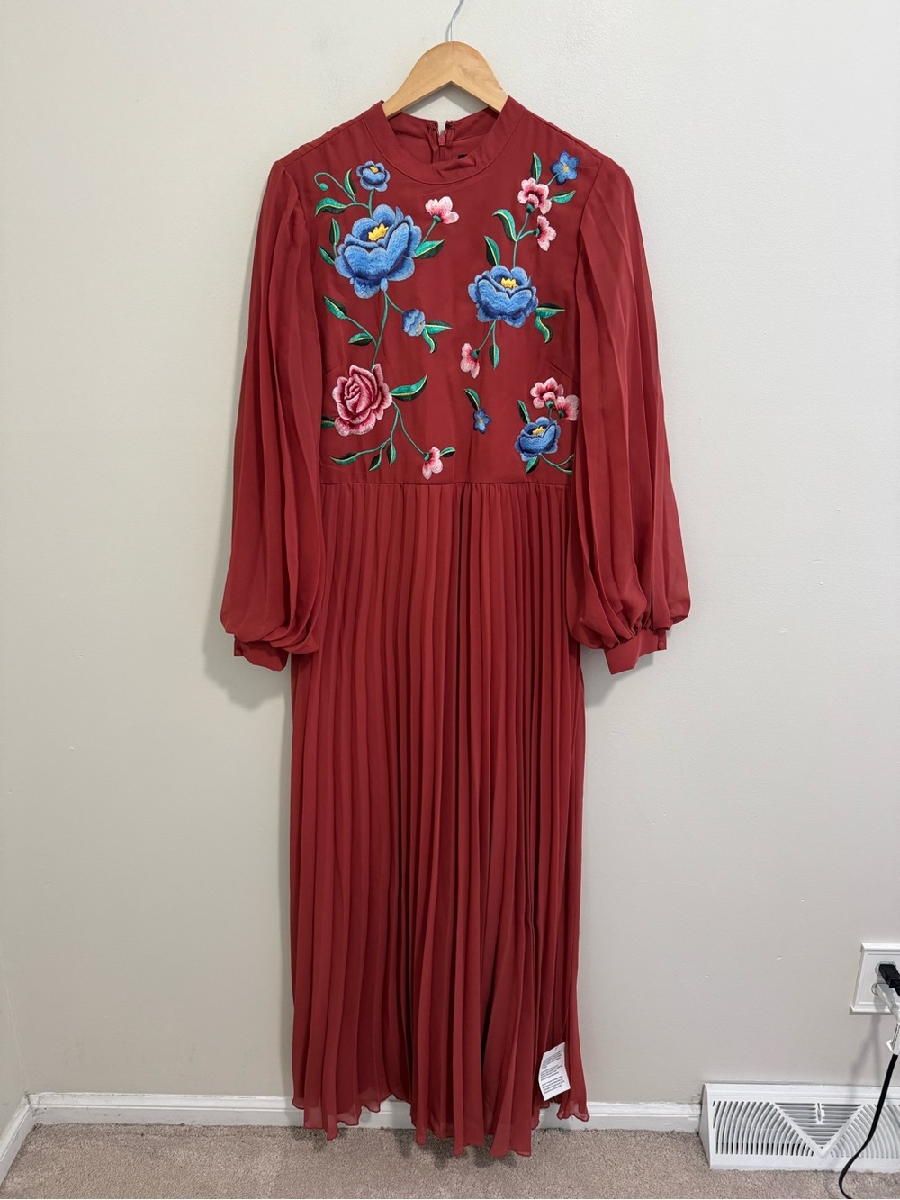 ASOS NWT Embroidered Pleat Maxi Dress